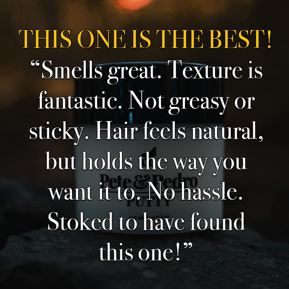 Pete & Pedro Hair Putty beeswax lanolin blend provides firm hold without crunch.