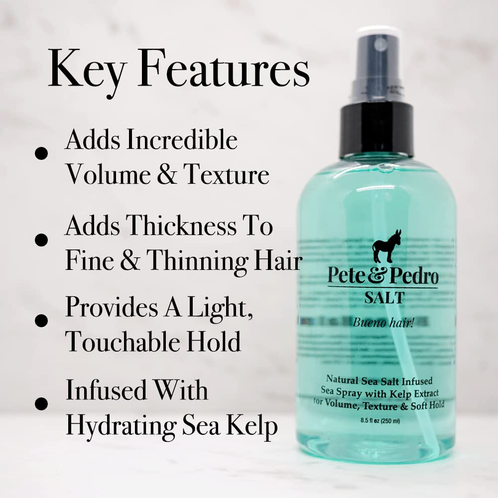 Pete & Pedro SALT spray dispenses for effortless, light hold.