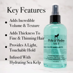 Pete & Pedro SALT spray dispenses for effortless, light hold.