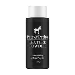 Pete & Pedro Texture Powder muestra el envase para aplicación de polvo texturizante con volumen