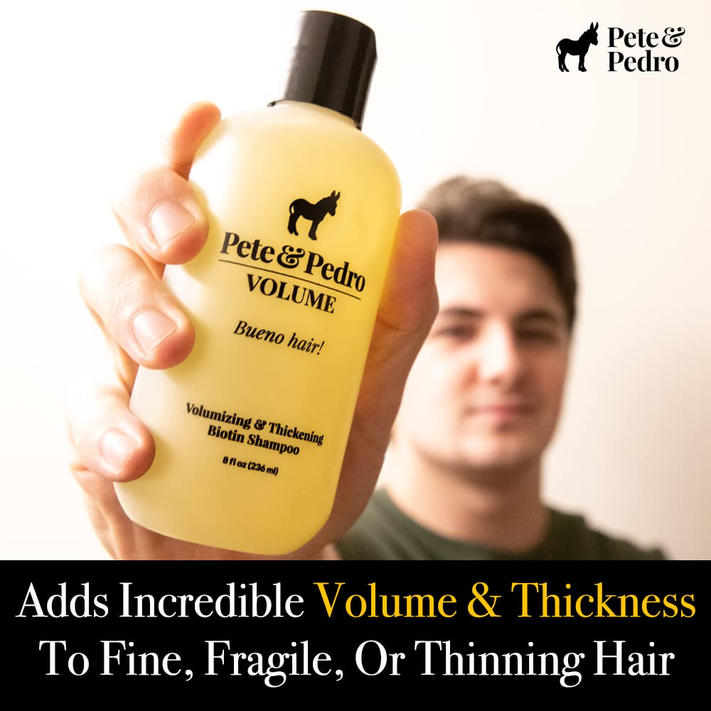 Pete y Pedro Volume Shampoo con biotina fortalece el cabello.
