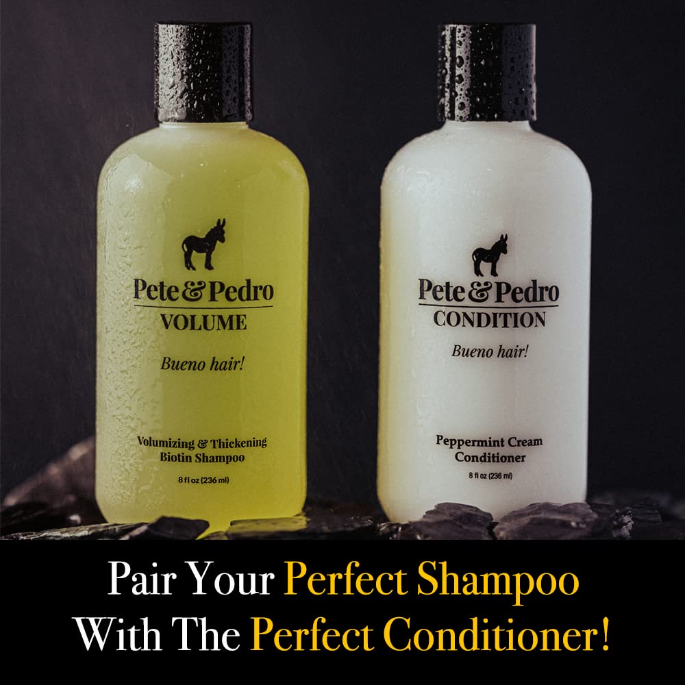 Pete y Pedro Volume Shampoo, extracto de hiedra protege el cabello y cuero cabelludo.