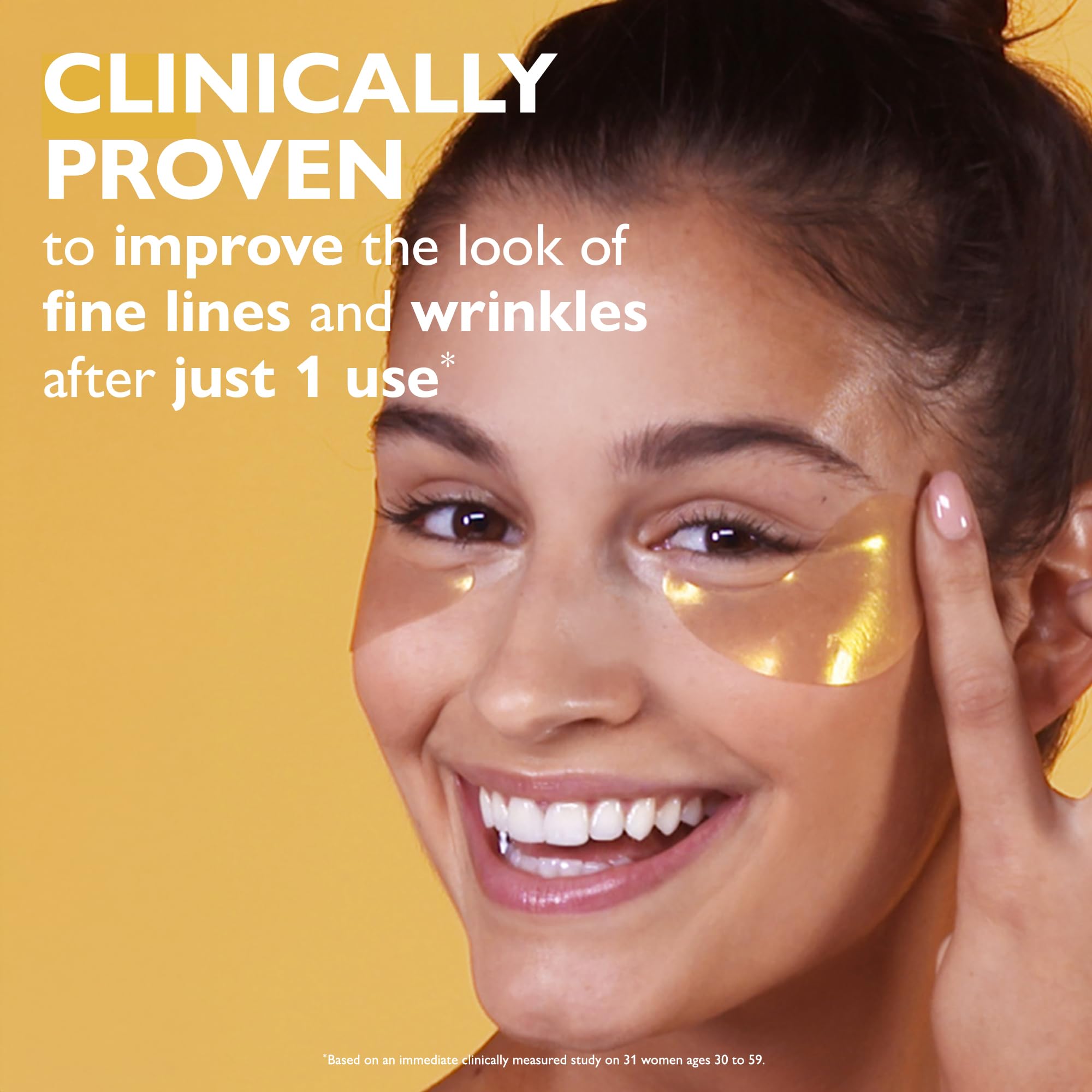 Peter Thomas Roth 24K Gold eye patches being applied under the eyes.