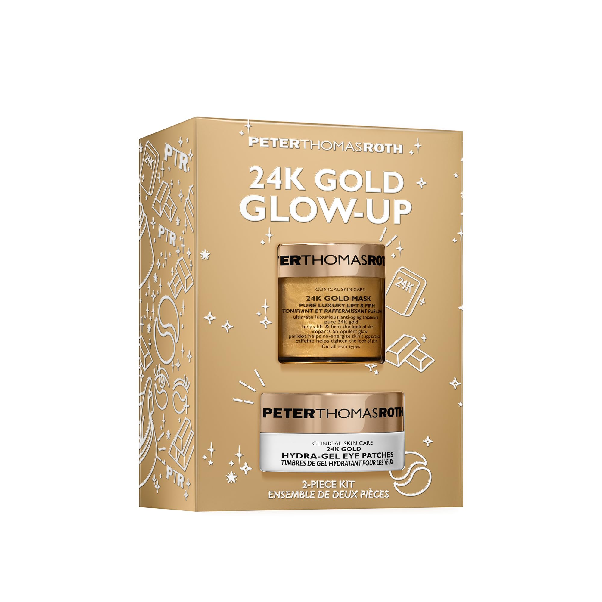 Peter Thomas Roth 24K Gold Glow-Up Mask close-up showing firming action.