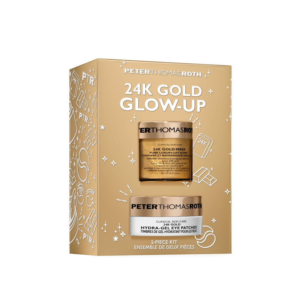 Peter Thomas Roth 24K Gold Glow-Up Mask close-up showing firming action.