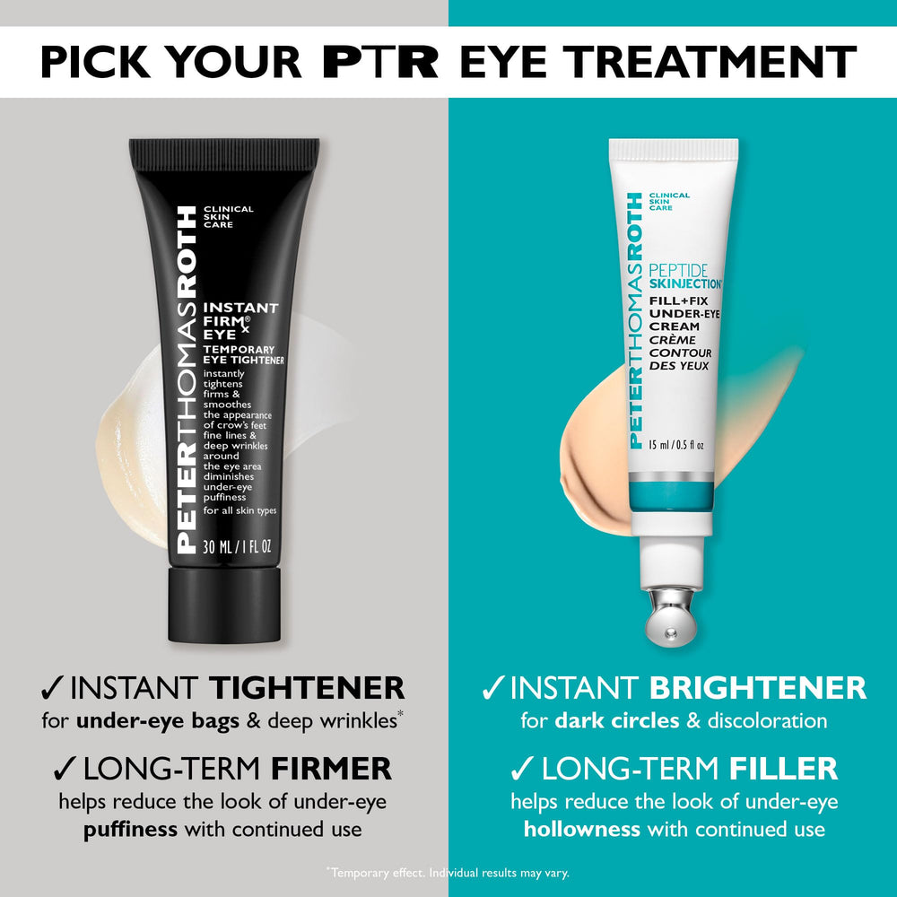 Peter Thomas Roth eye-area brightening application shows daily skincare use.