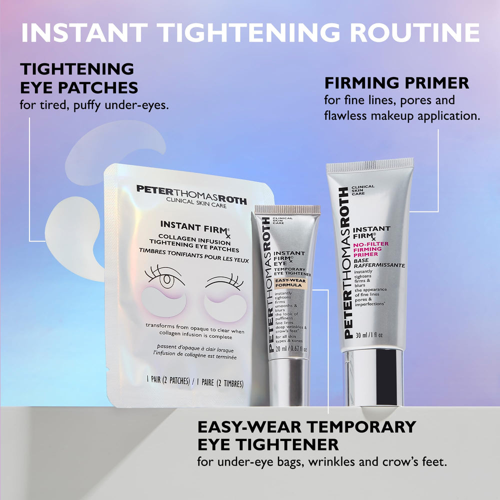 Peter Thomas Roth eye patch application demonstrating adherence under-eye.