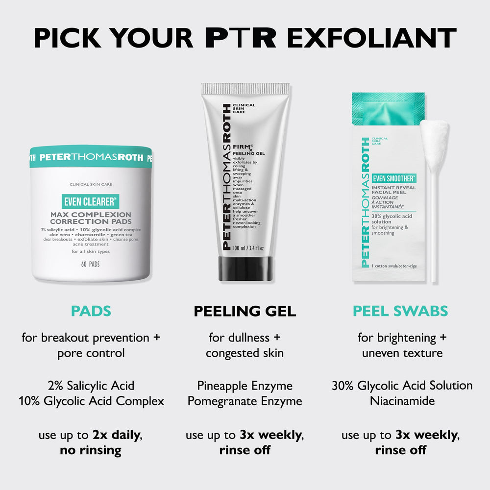 Jar of Peter Thomas Roth FIRMx Peeling Gel in a skincare routine.