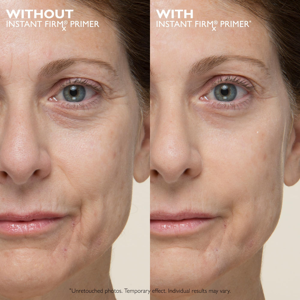 Primer applied on the face illustrating refined pores with Instant FIRMx