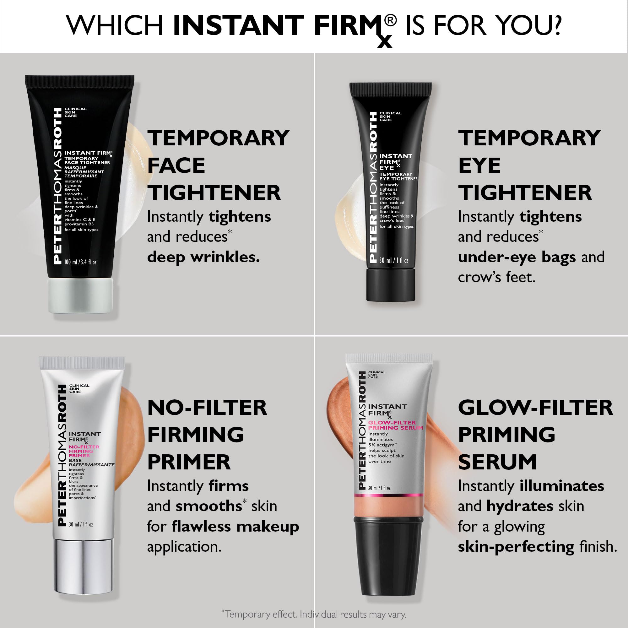 Model with even complexion using Instant FIRMx as makeup base