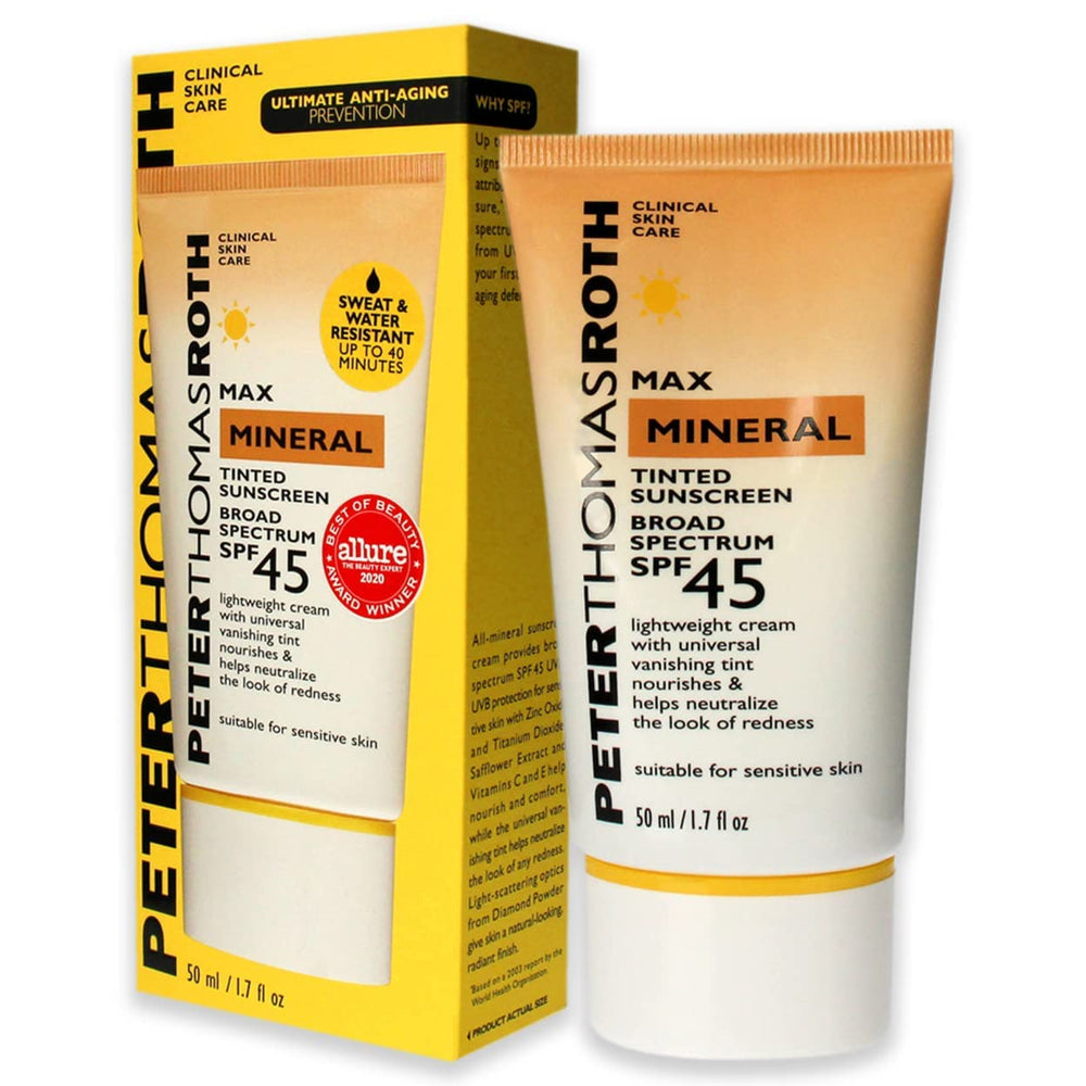 Peter Thomas Roth Max Mineral Sunscreen hand-application showing easy blend into skin.