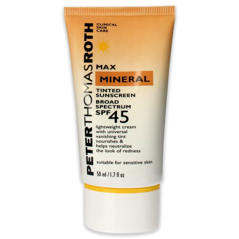 Peter Thomas Roth Max Mineral Sunscreen swatch on skin highlighting tint blending with natural undertones.