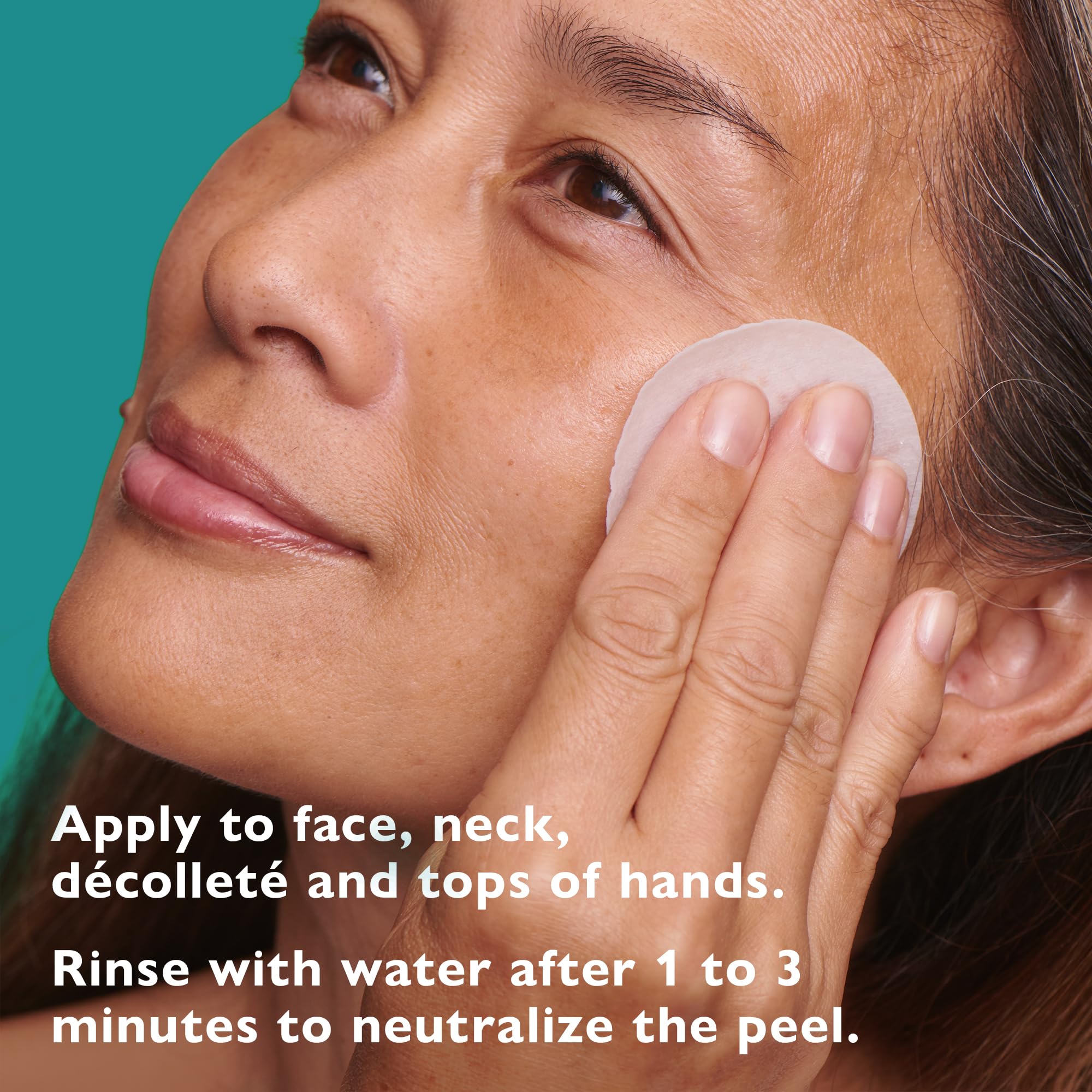 Pad being applied to skin showing gentle exfoliation and even texture.