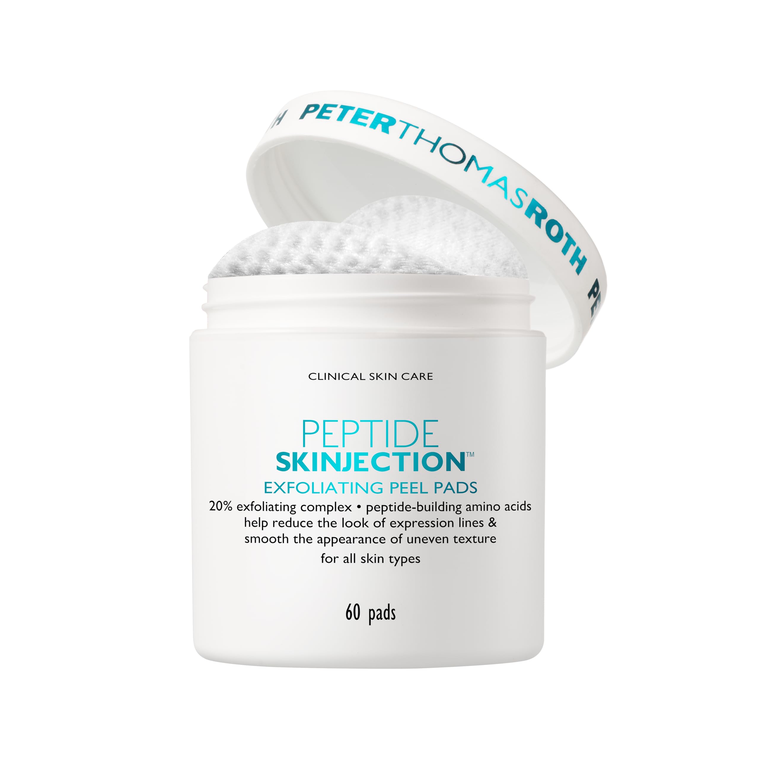 Peter Thomas Roth Peptide Skinjection exfoliating pad closeup for smoother skin texture.