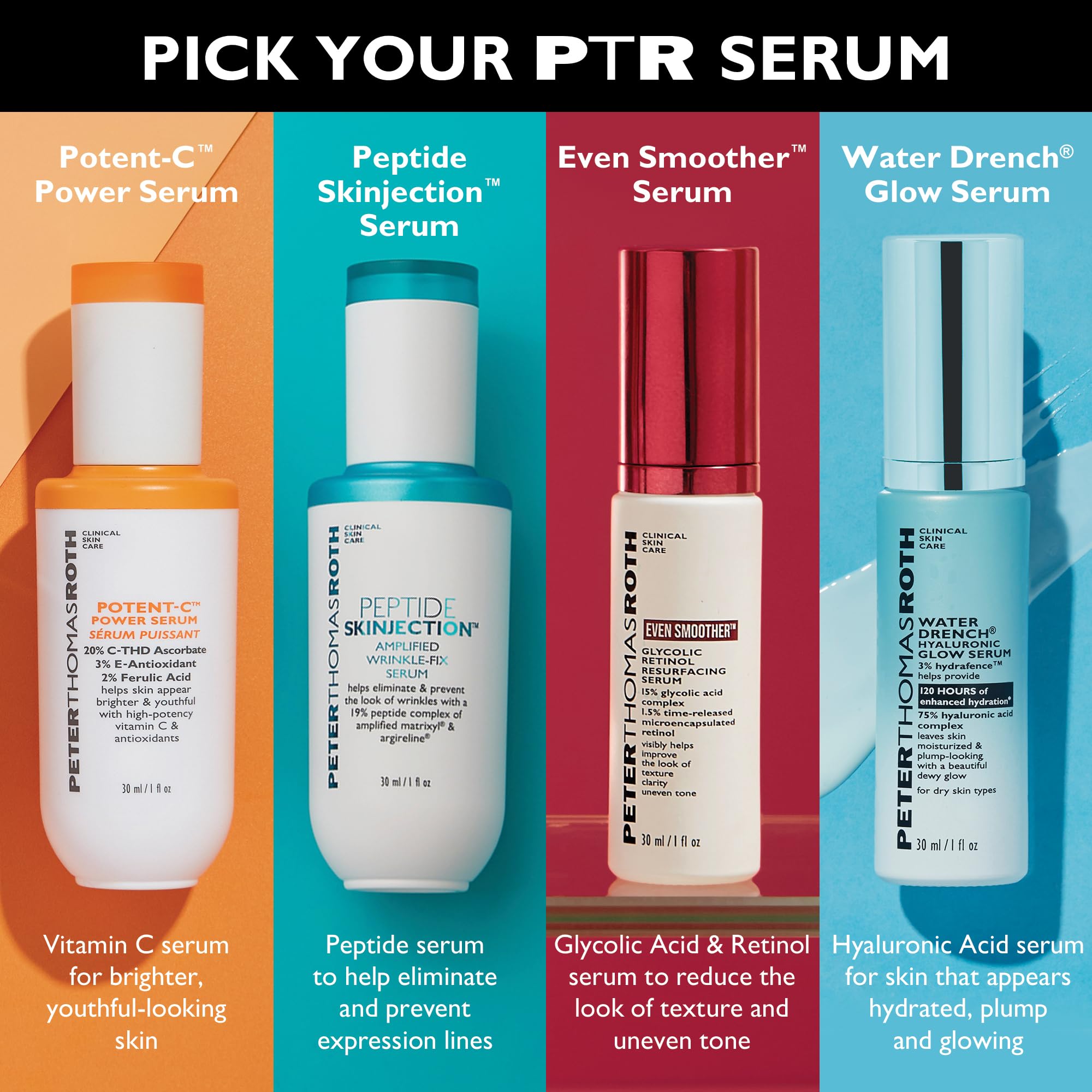 Peter Thomas Roth Potent-C Power Serum product display supports daily skincare goals.