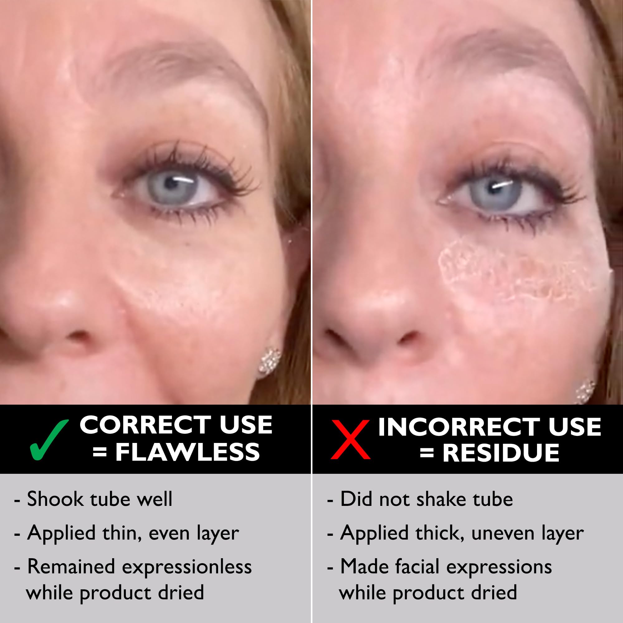 Under eye puffiness softened in soft focus shot