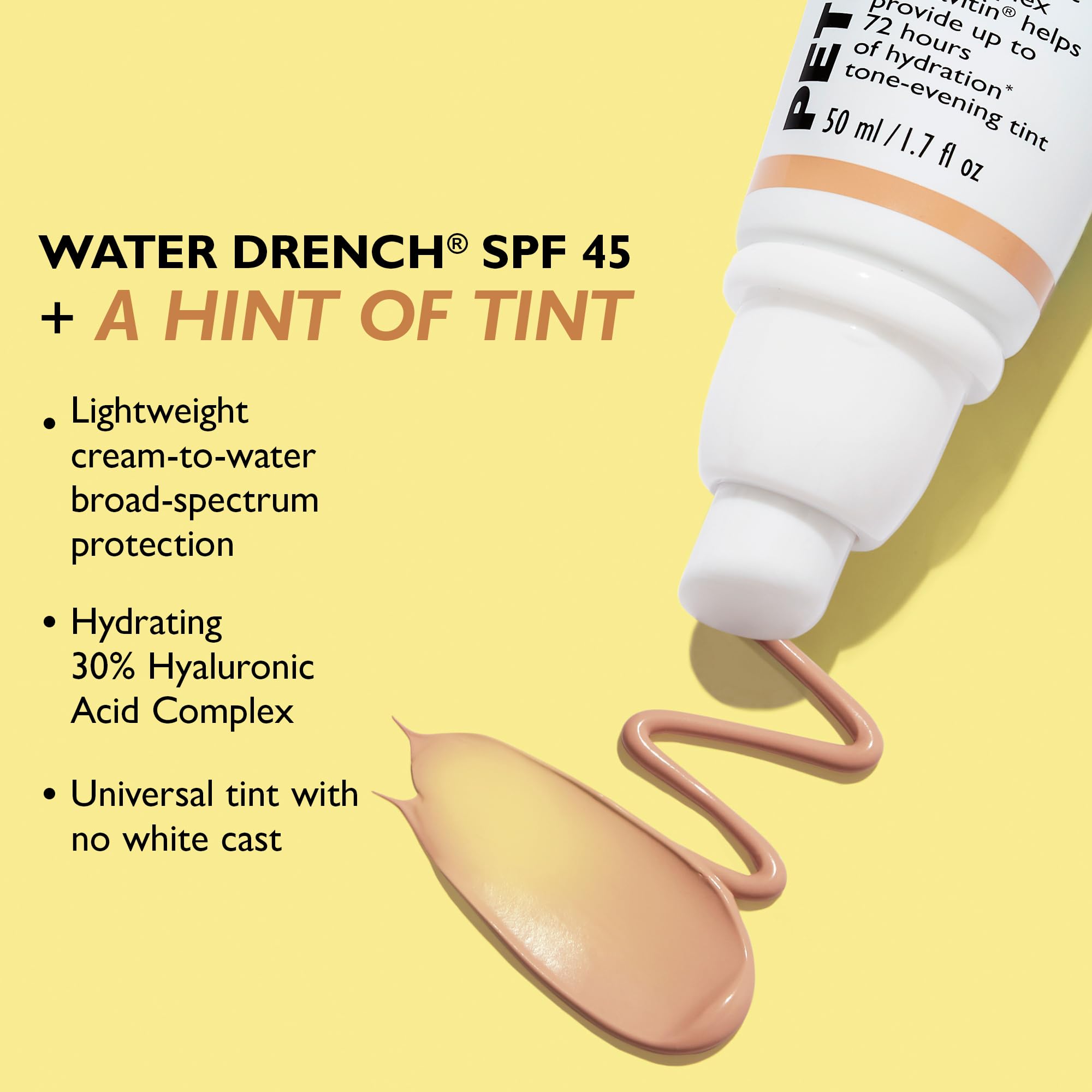 Water Drench bottle highlights ceramides and ProHyal+ ingredients