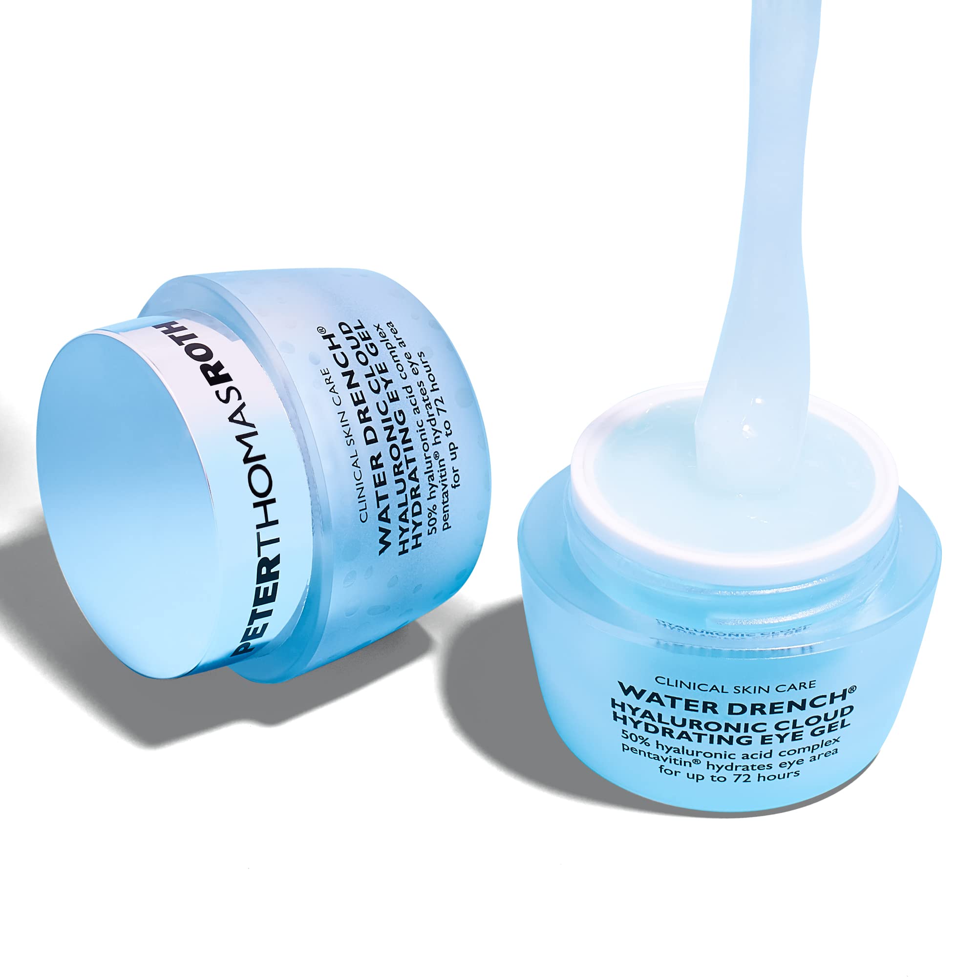Peter Thomas Roth Water Drench Eye Gel features a clear gel texture delivering a cooling, quick-absorb experience.