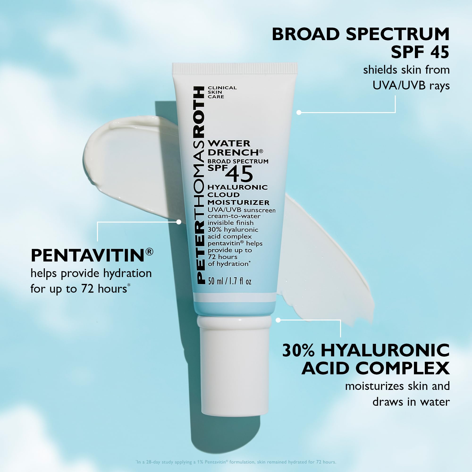 Peter Thomas Roth Water Drench with Hyaluronic Acid complex for plump, hydrated skin.