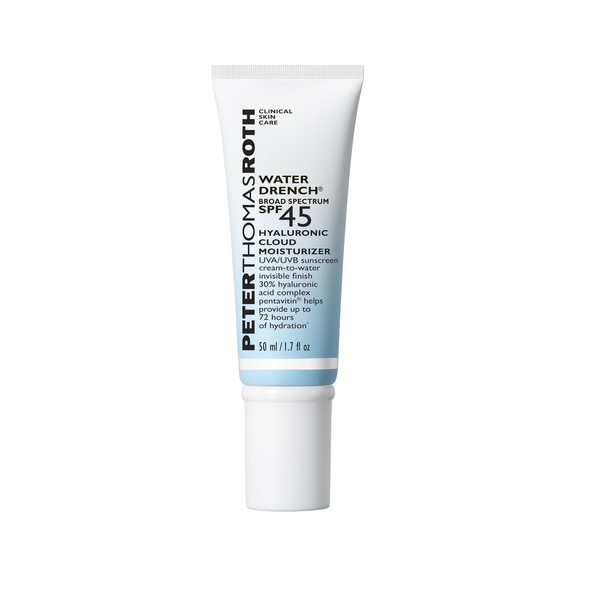 Peter Thomas Roth Water Drench SPF45 bottle ready for daily sun protection and hydration.