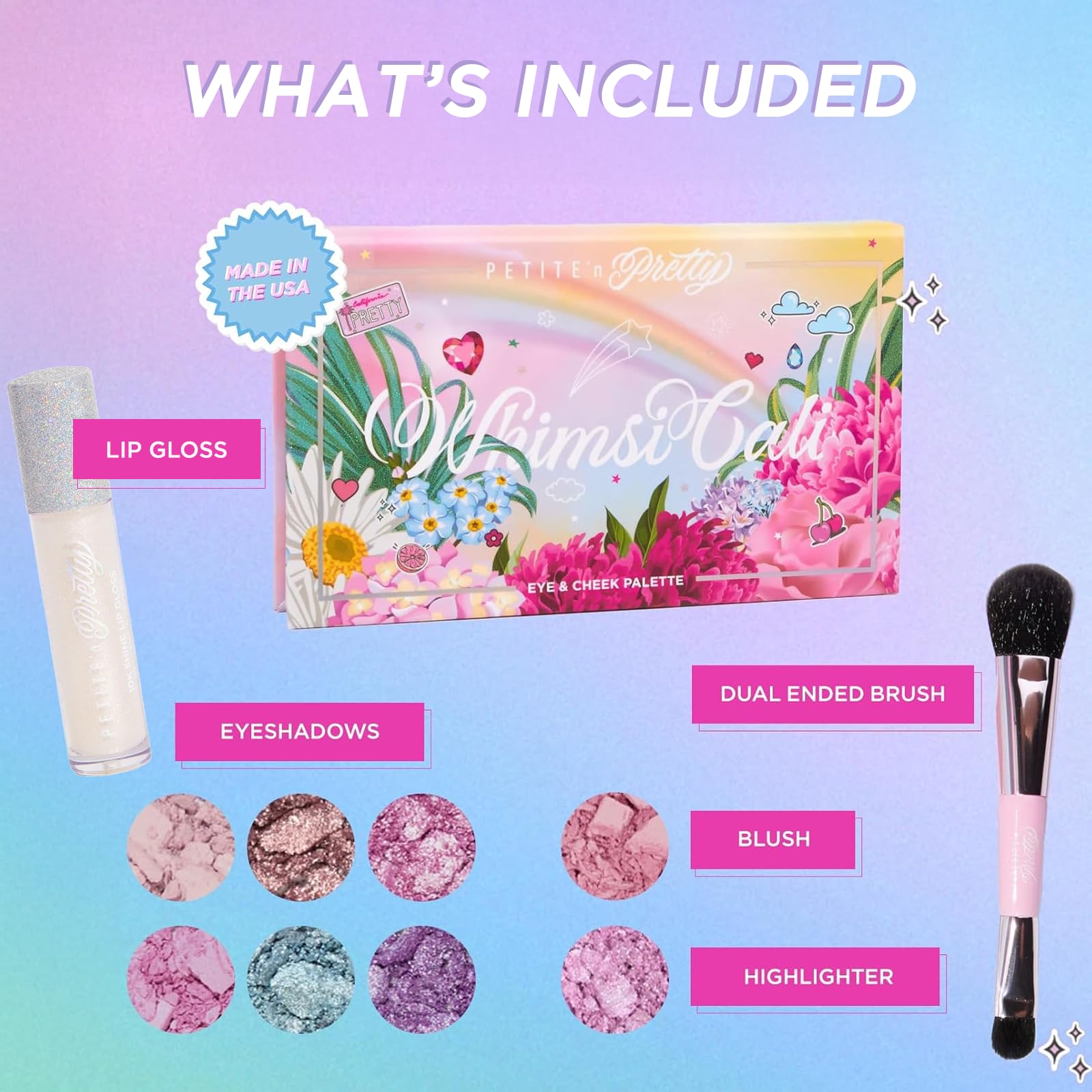 Petite 'N Pretty WhimsiCali pastel shadows collection highlights easy blending for kids