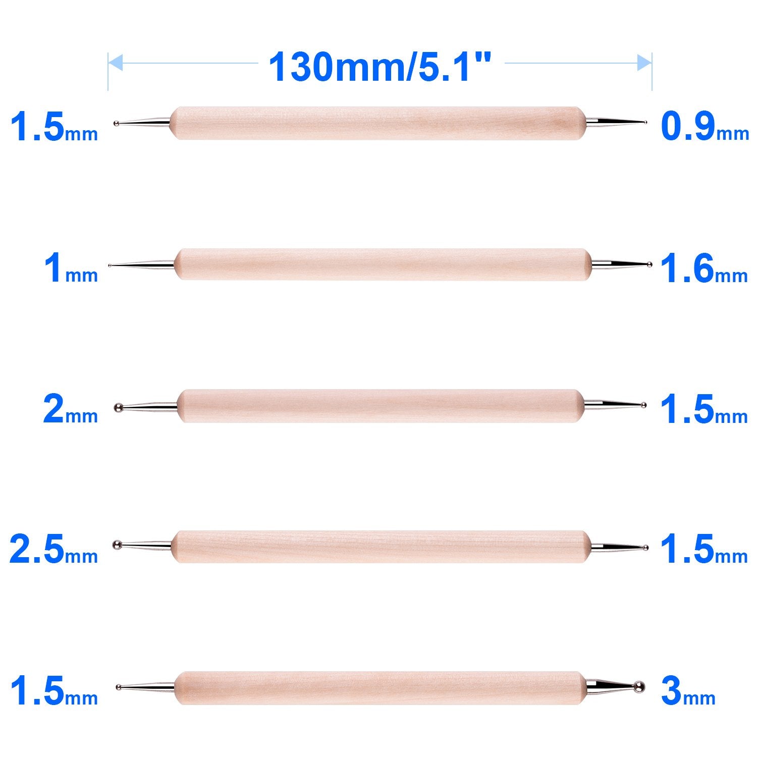 Petutu dual-ended dotting tools enabling varied craft effects for nails.