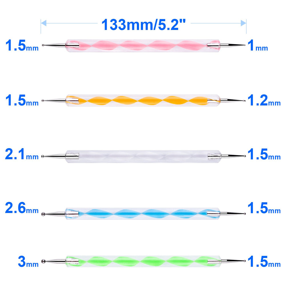 Petutu embossing stylus with stainless steel ball ends and colorful acrylic handles.