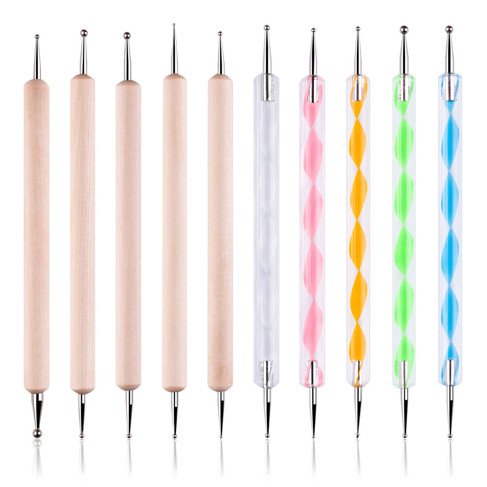 Petutu 10-piece nail art dotting tools set with dual ends for precise dots.
