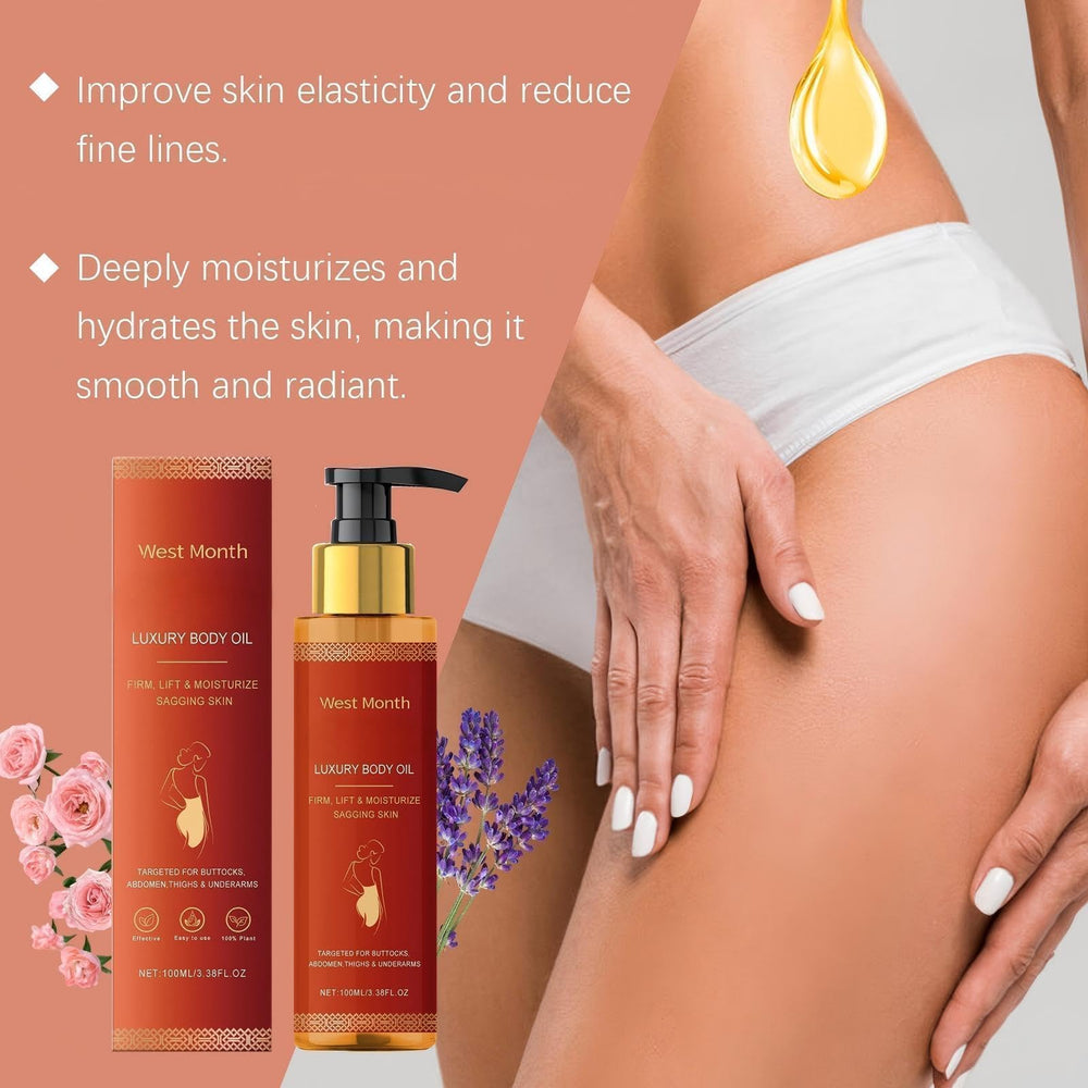 pewatul Body Firming Oil on dry skin after shower delivers hydration and softness.
