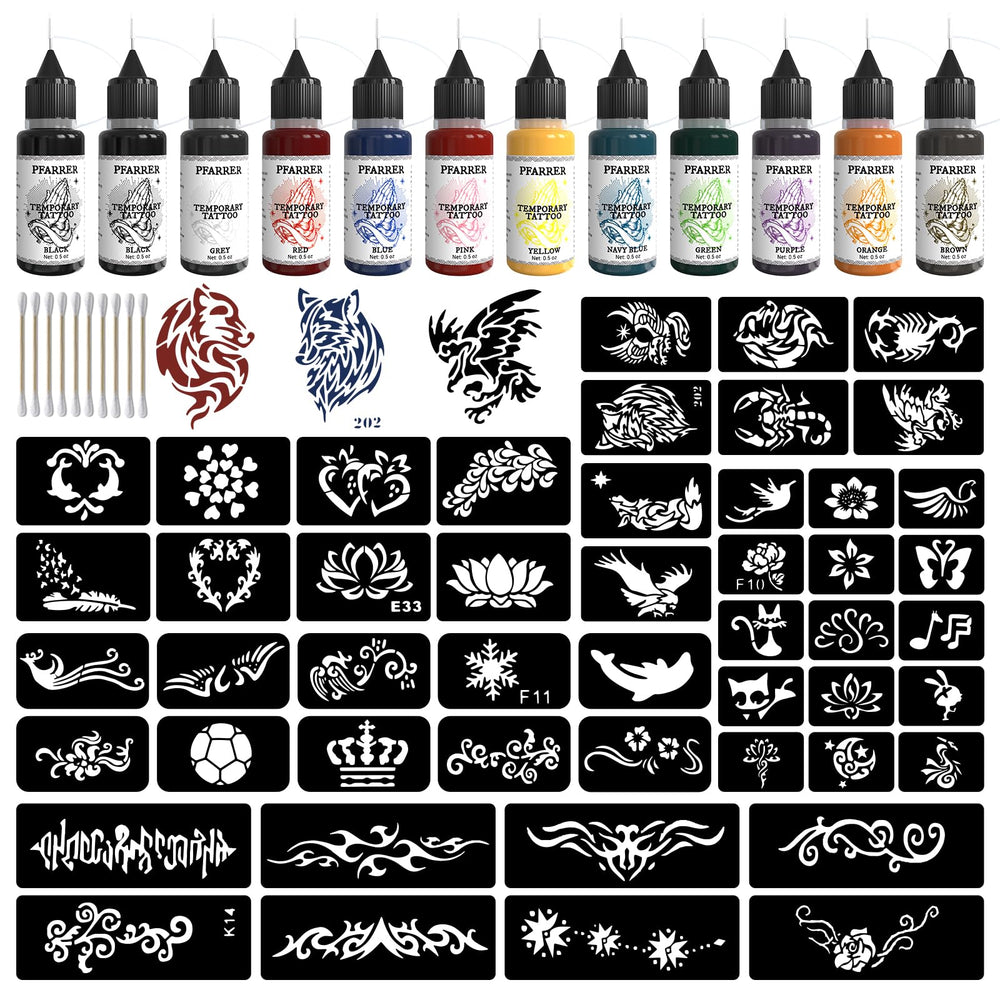 PFARRER tinta temporal negra para tatuajes temporales duraderos y sin dolor.