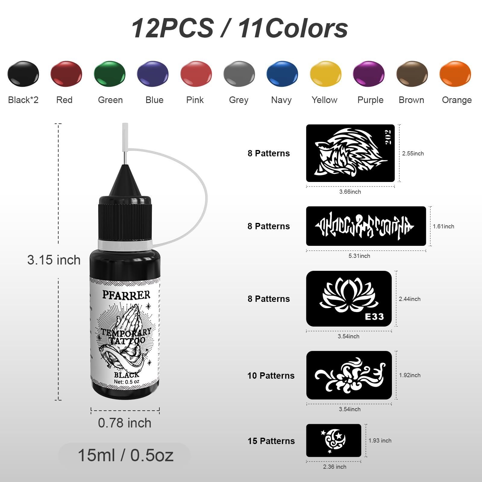 PFARRER tinta temporal roja ideal para diseños audaces en la piel.