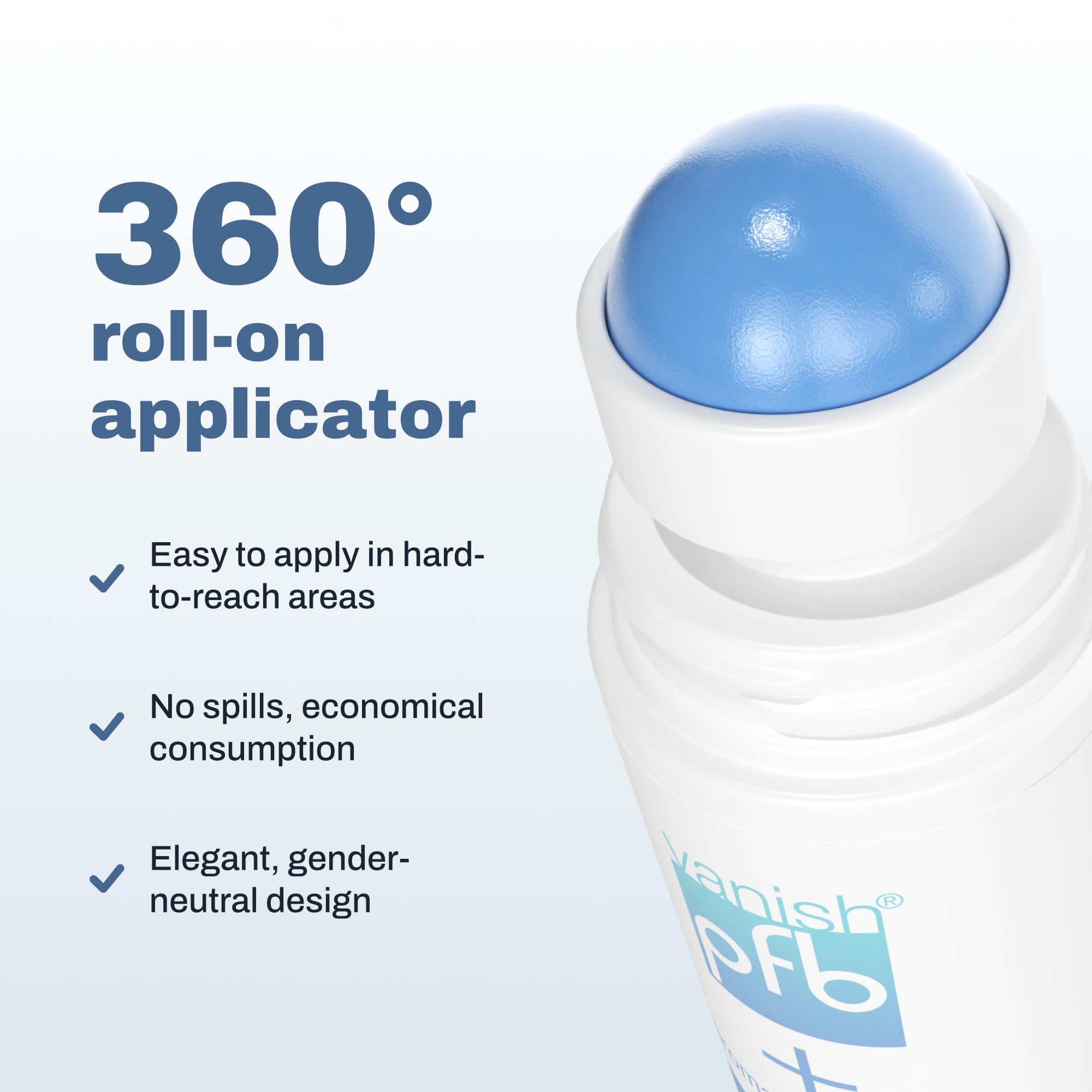 PFB Vanish roll-on applicator close-up showing precise application