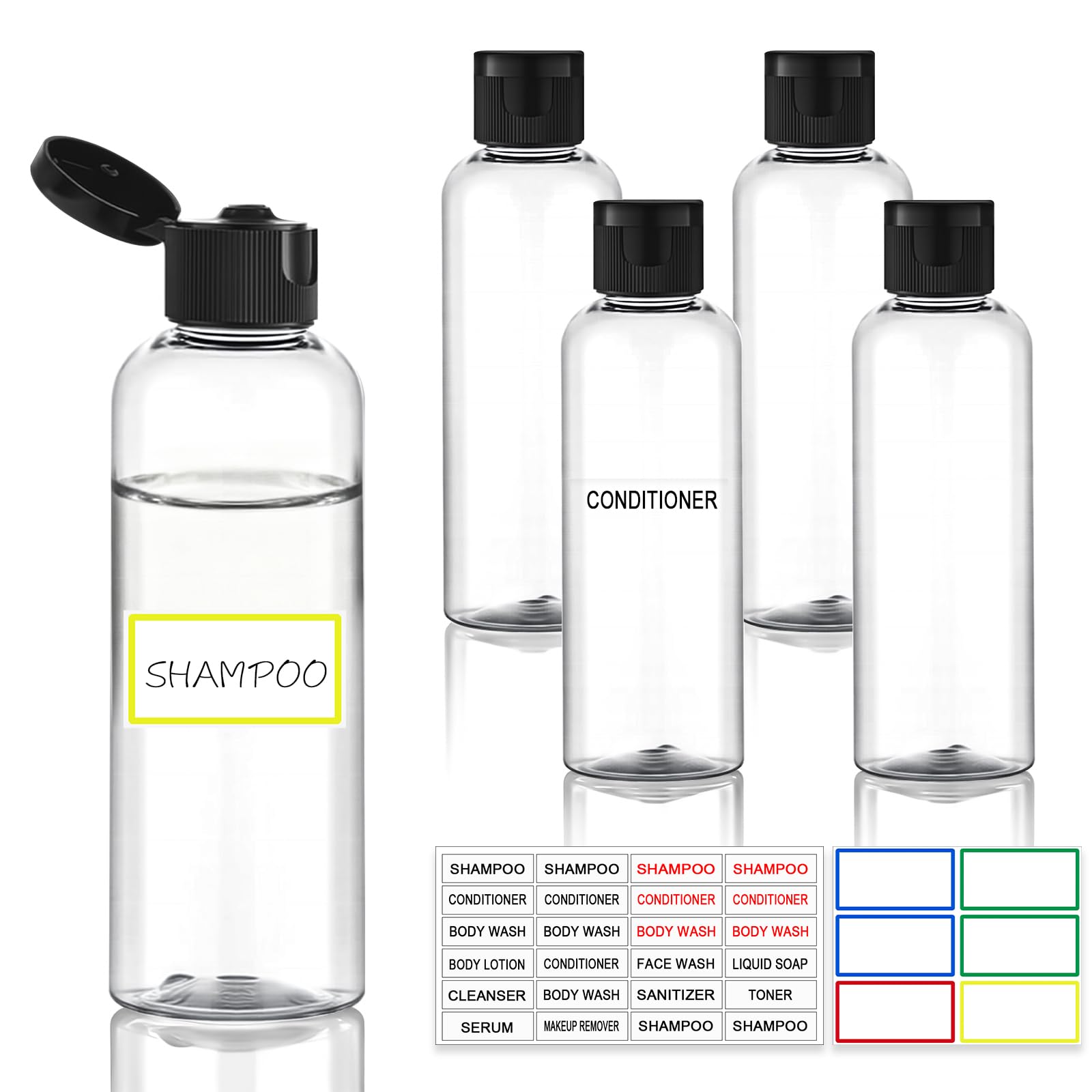 Pfesuqo 5-pack 3.4oz travel bottles for easy carry-on organization.