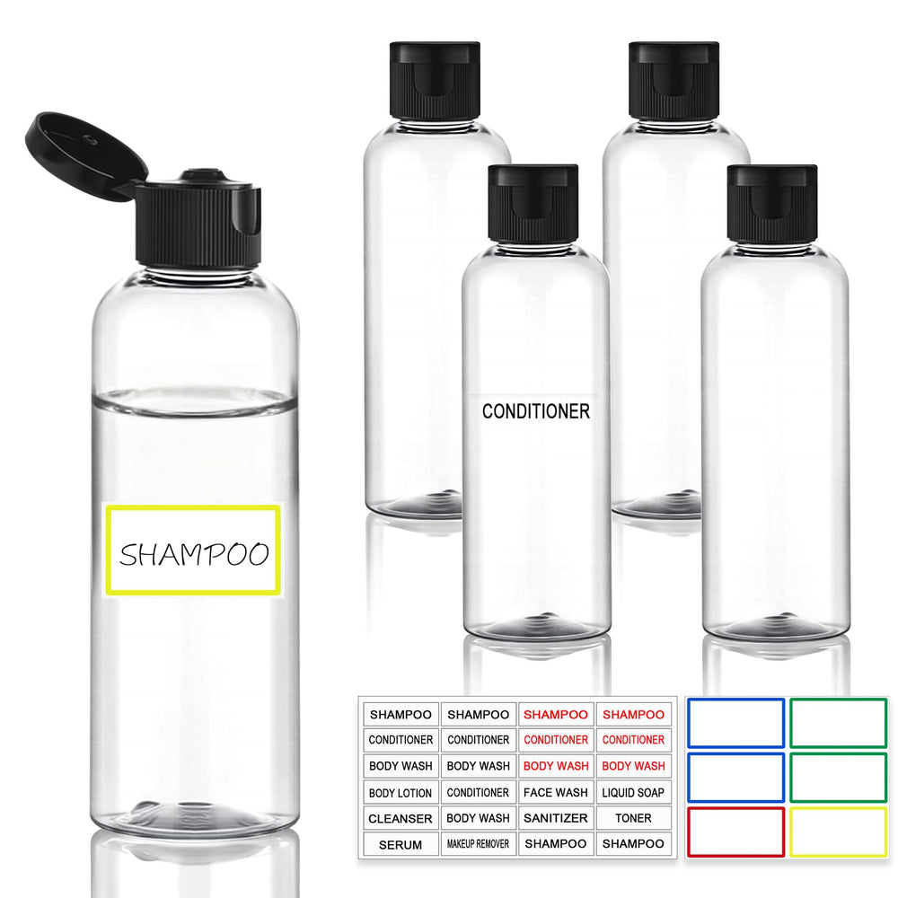 Pfesuqo 5-pack 3.4oz travel bottles for easy carry-on organization.