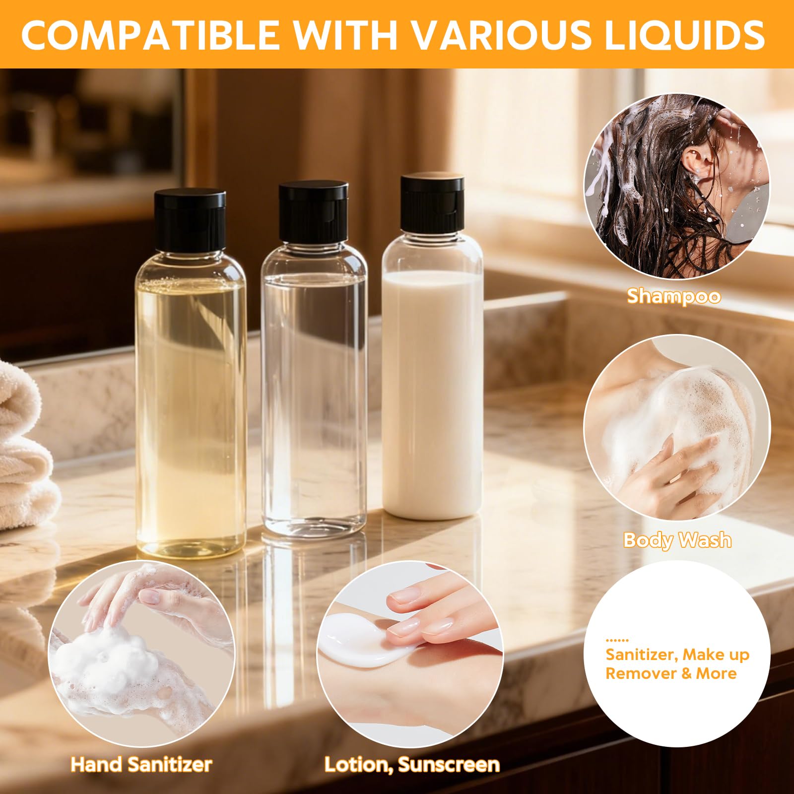 Pfesuqo labels for travel bottles help quick identification.