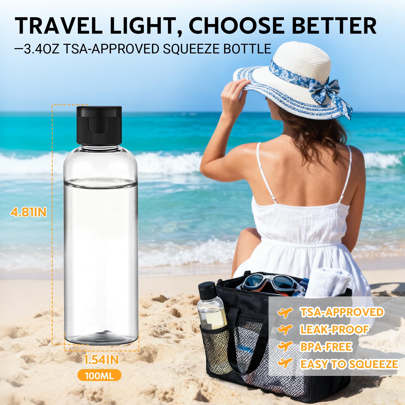 Pfesuqo leak-proof cap travel bottles prevent leaks during flights.