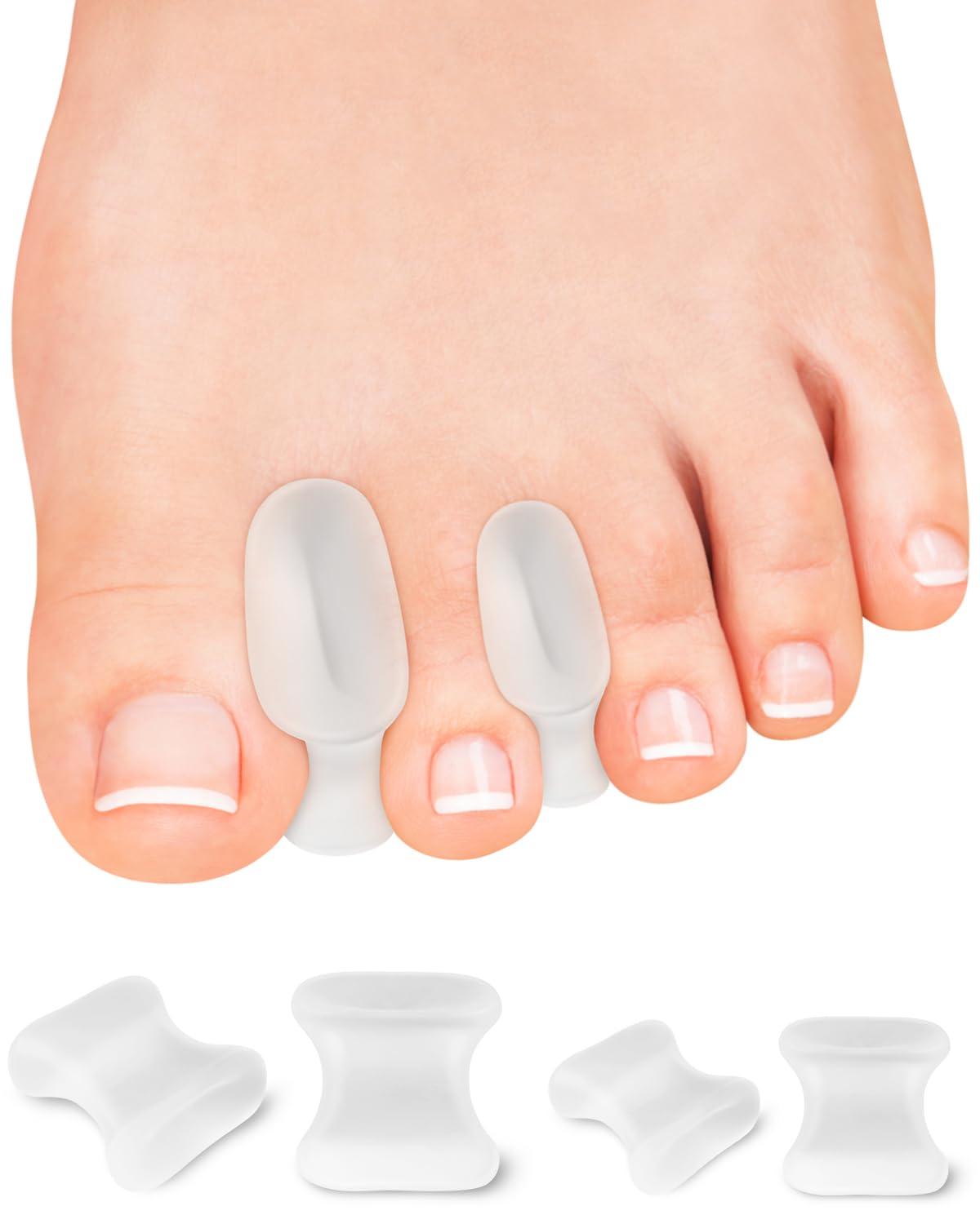 PGRODE 12-pack gel toe separators shown in packaging for toe realignment and comfort.