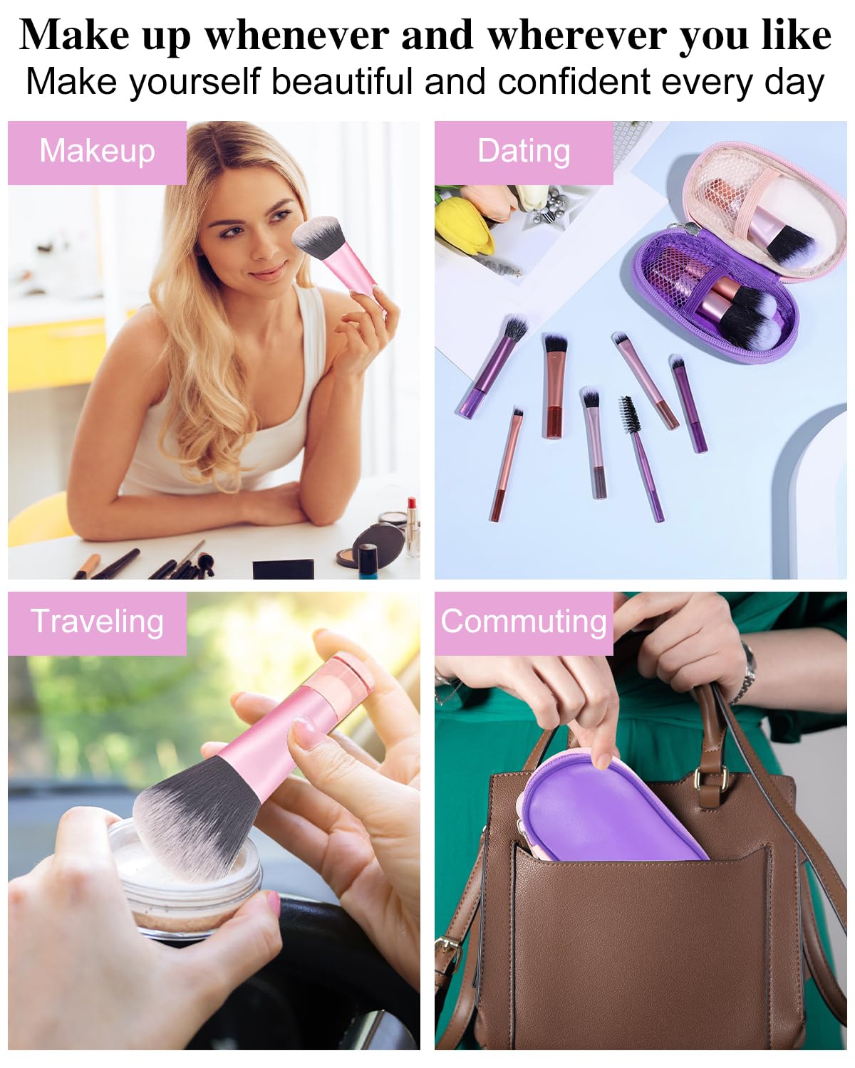 PGRODE colorful mini brushes enable quick, versatile on-the-go routines