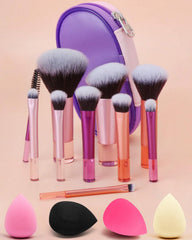 PGRODE mini travel makeup brush set with pouch, compact and portable for on-the-go touch-ups