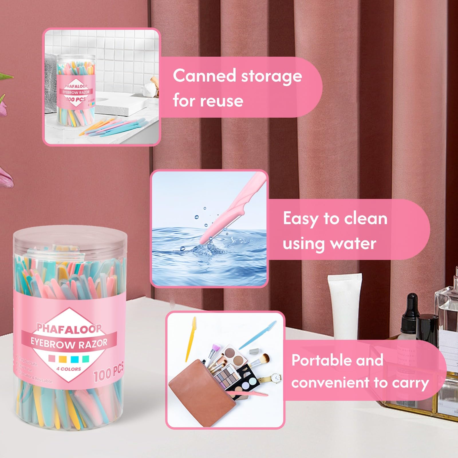 Phafaloop TSA-friendly storage makes travel grooming tidy and convenient.
