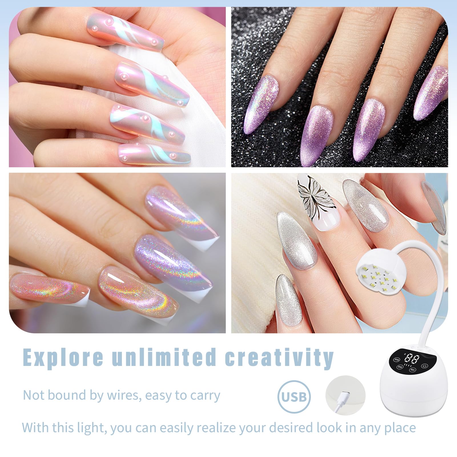 PHAIN lamp gooseneck flexible angle for precise nail positioning