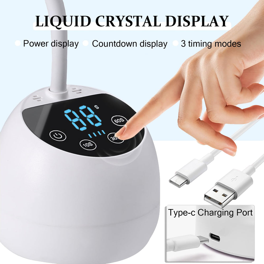 PHAIN compact UV LED lamp with wide curing area on nails