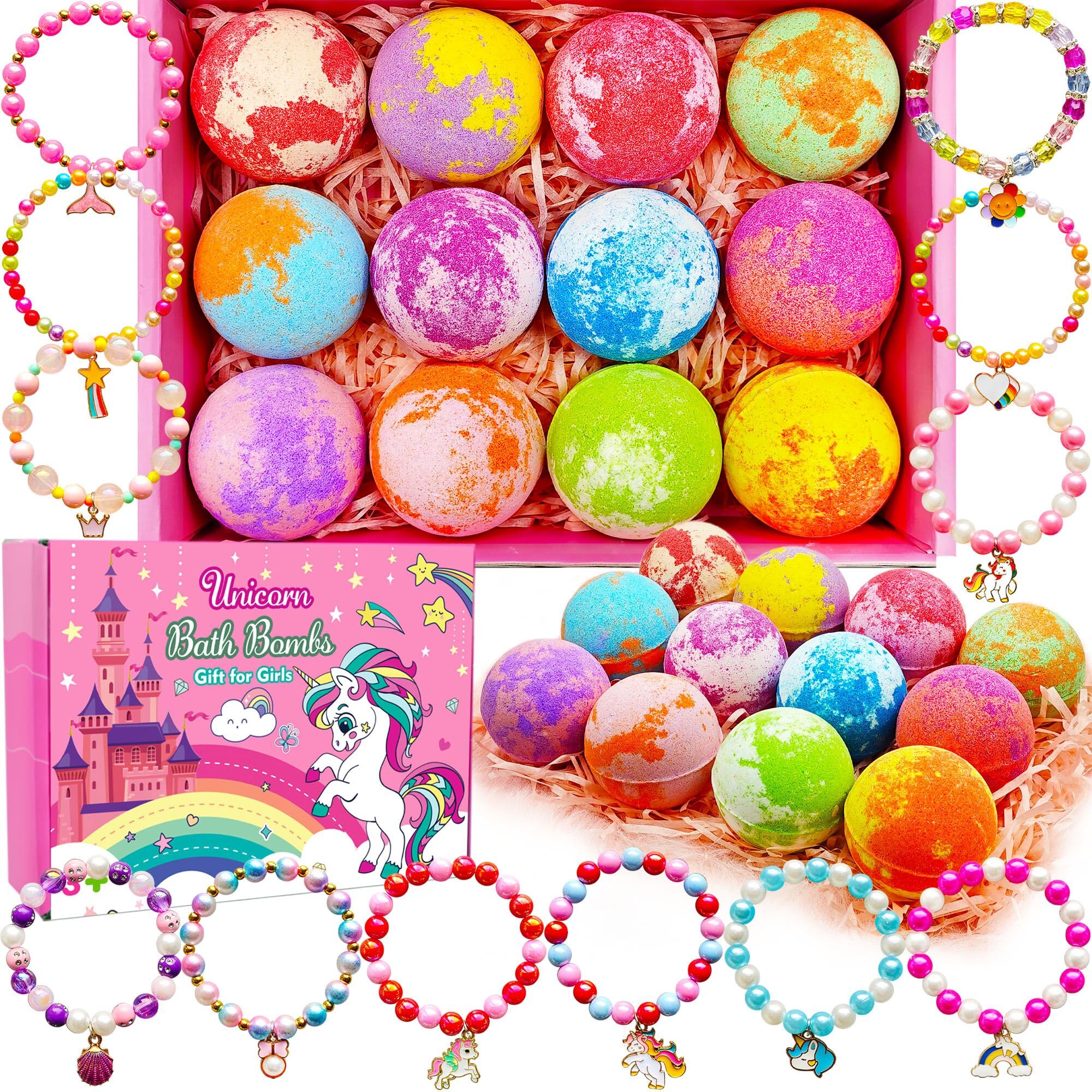 Bomba de baño unicornio Phaorui con sorpresa para niñas, ideal regalo