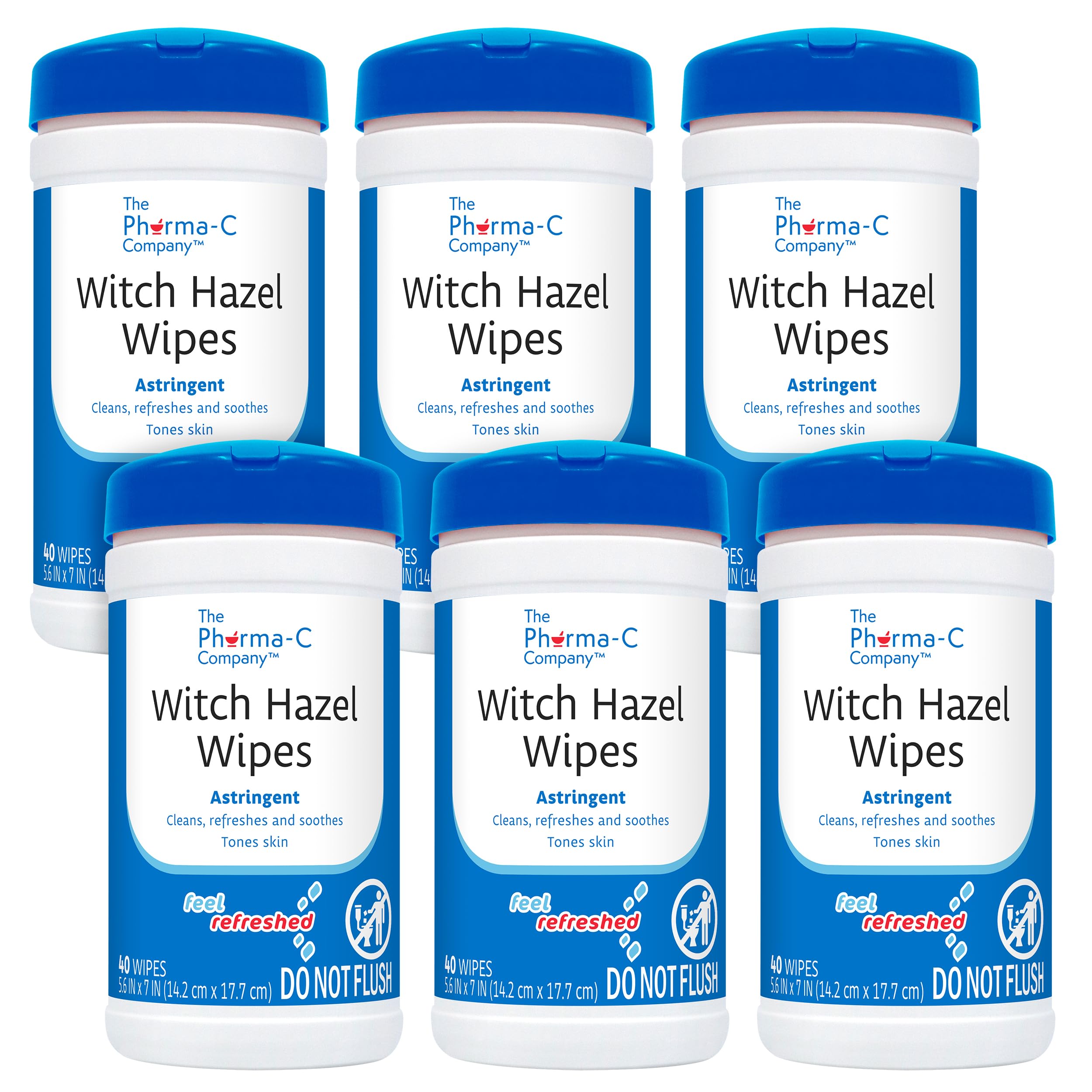 The Pharma-C Witch Hazel Wipes canister with dome lid for easy dispensing