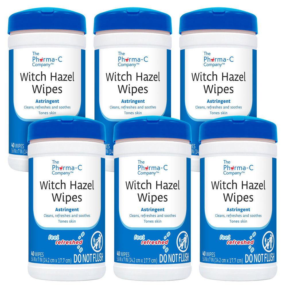 The Pharma-C Witch Hazel Wipes canister with dome lid for easy dispensing
