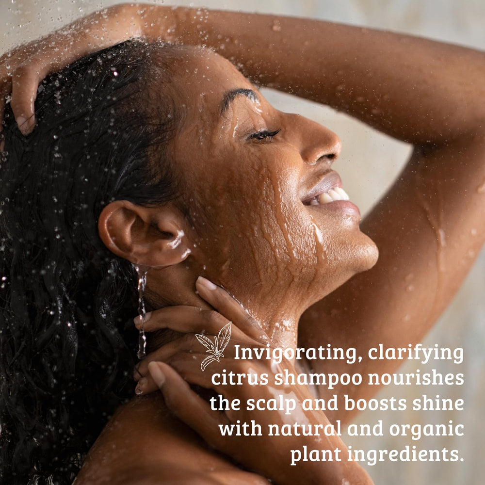 Pharmacopia Citrus Shampoo foam lather demonstrating rich cleansing action