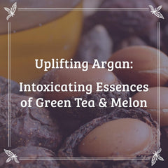 Pharmacopia natural formula iconography features argan oil and green tea.