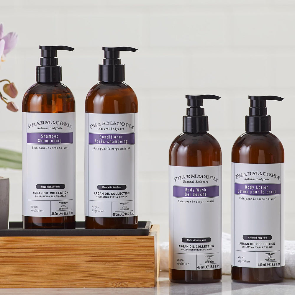 Pharmacopia 16.2 oz bottle indicates long-lasting hydration.