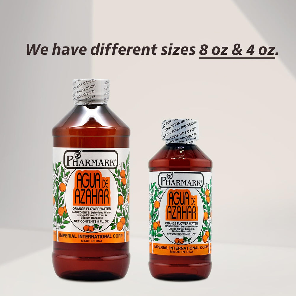 Pharmark Agua de Azahar, envase de 8 onzas líquidas.