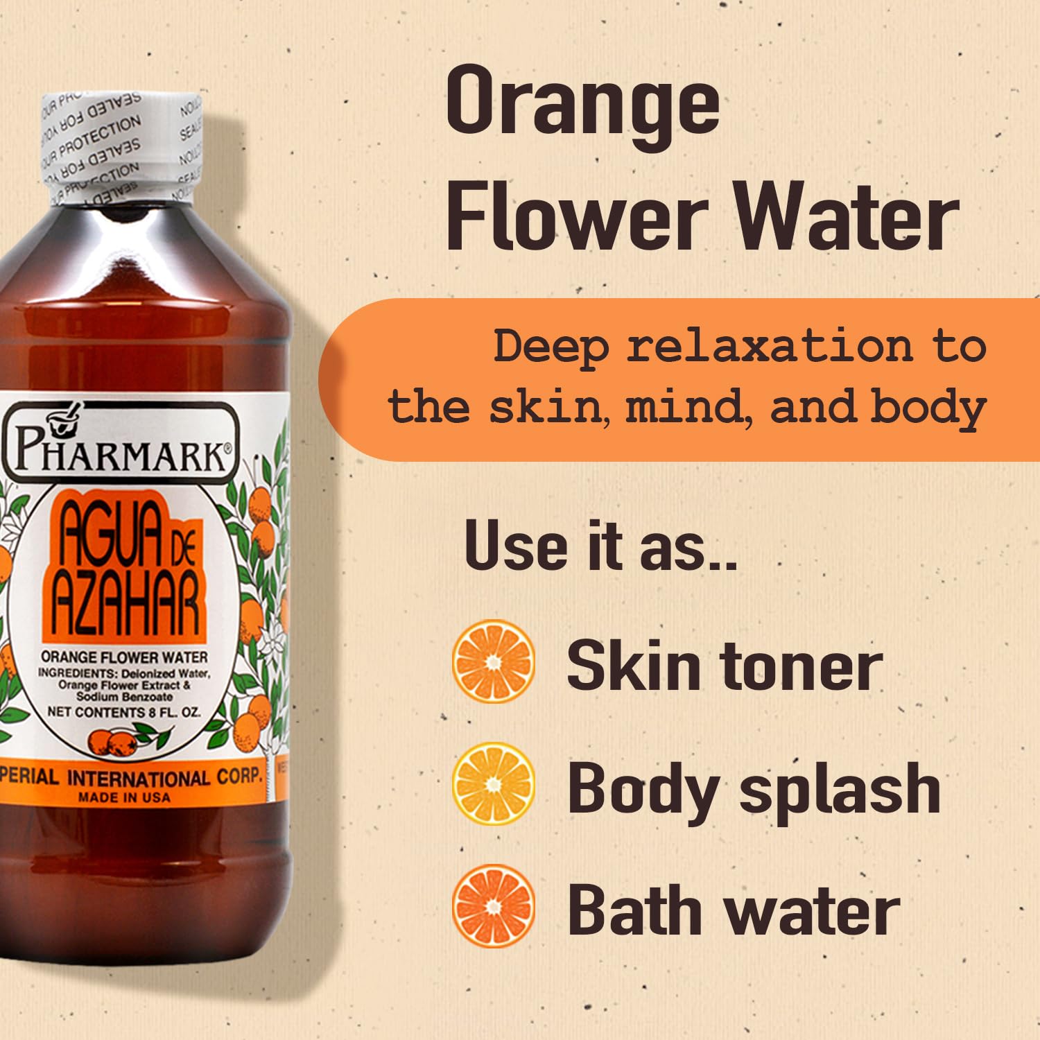 Pharmark Agua de Azahar, ideal como tónico facial suave.